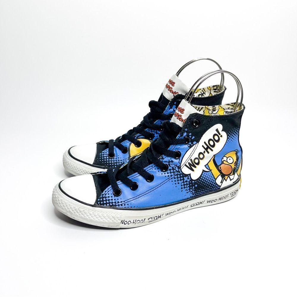Converse Blue Black White Simpsons 'Woo-Hoo!' Graphic High Tops